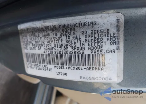 2003 Toyota Avalon Xl из США, поврежденный, VIN 4T1BF28B13U320252